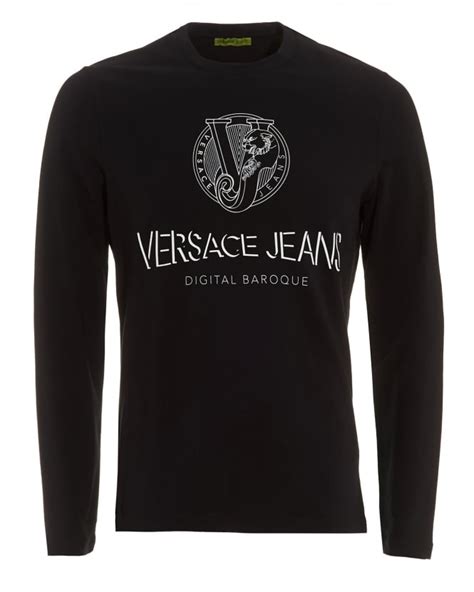 versace jeans long sleeve logo t shirt black|Versace Jeans couture outlet.